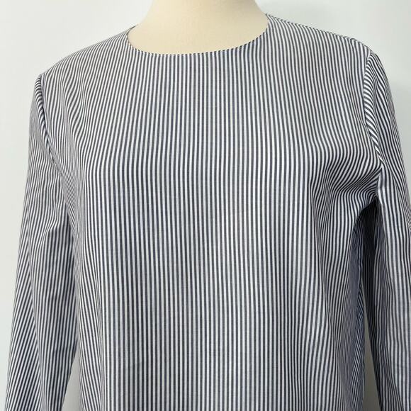 Theory Lexandra Mason Pinstripe Peplum Blouse Top | Size: Large - Picture 2 of 8